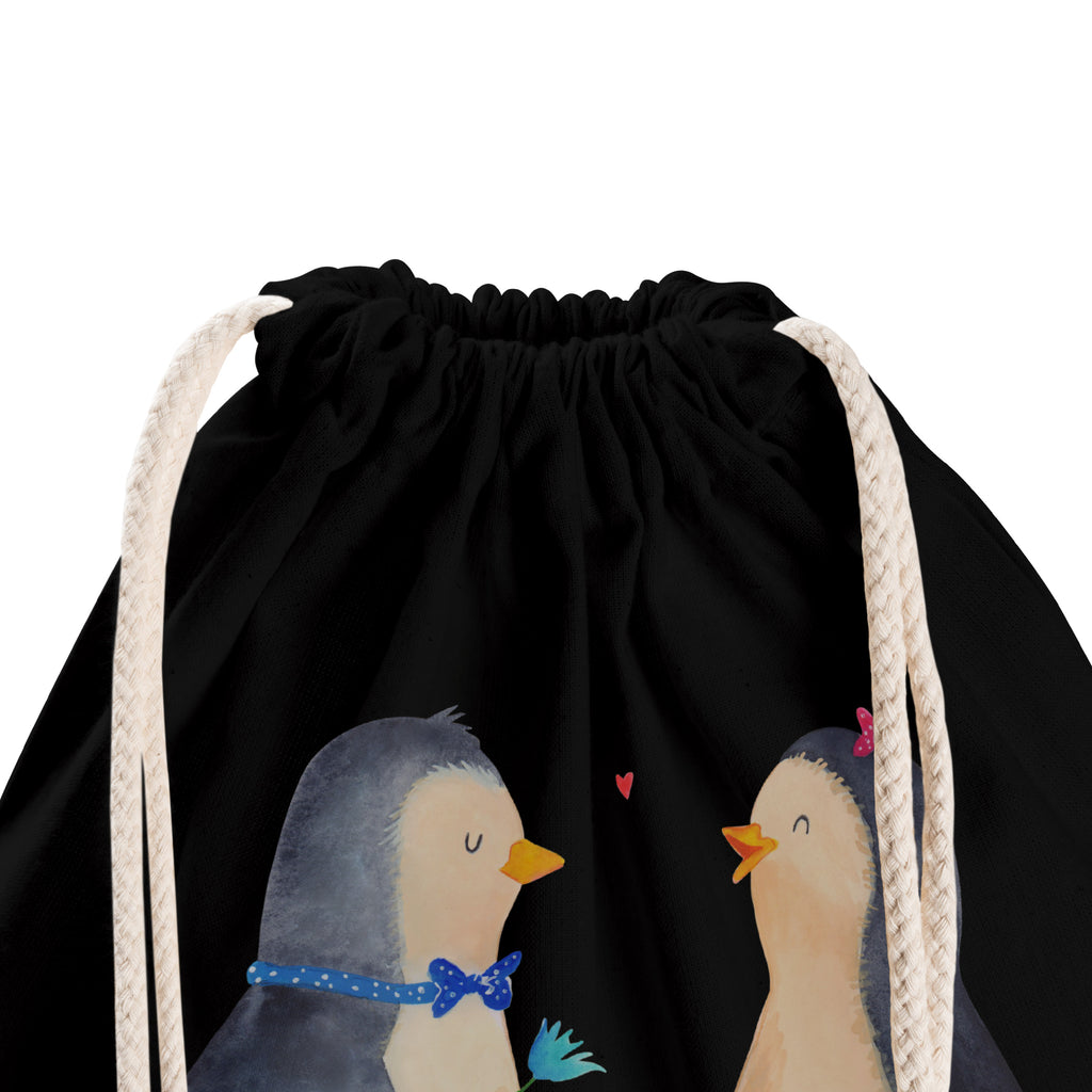 Sportbeutel Pinguin Pärchen Turnbeutel, Beutel, Sporttasche, Tasche, Stoffbeutel, Pinguin, Pinguine, Liebe, Liebespaar, Liebesbeweis, Liebesgeschenk, Verlobung, Jahrestag, Hochzeitstag, Hochzeit, Hochzeitsgeschenk, große Liebe, Traumpaar