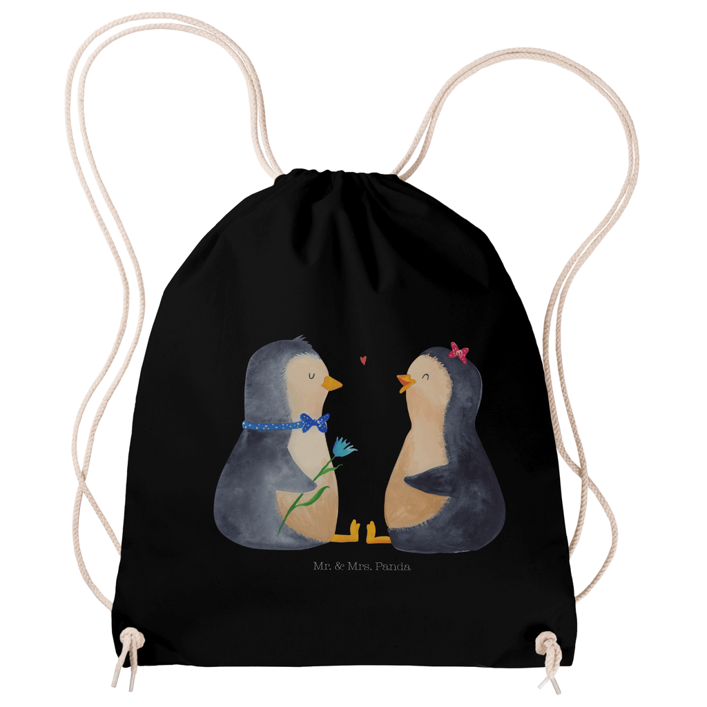 Sportbeutel Pinguin Pärchen Turnbeutel, Beutel, Sporttasche, Tasche, Stoffbeutel, Pinguin, Pinguine, Liebe, Liebespaar, Liebesbeweis, Liebesgeschenk, Verlobung, Jahrestag, Hochzeitstag, Hochzeit, Hochzeitsgeschenk, große Liebe, Traumpaar