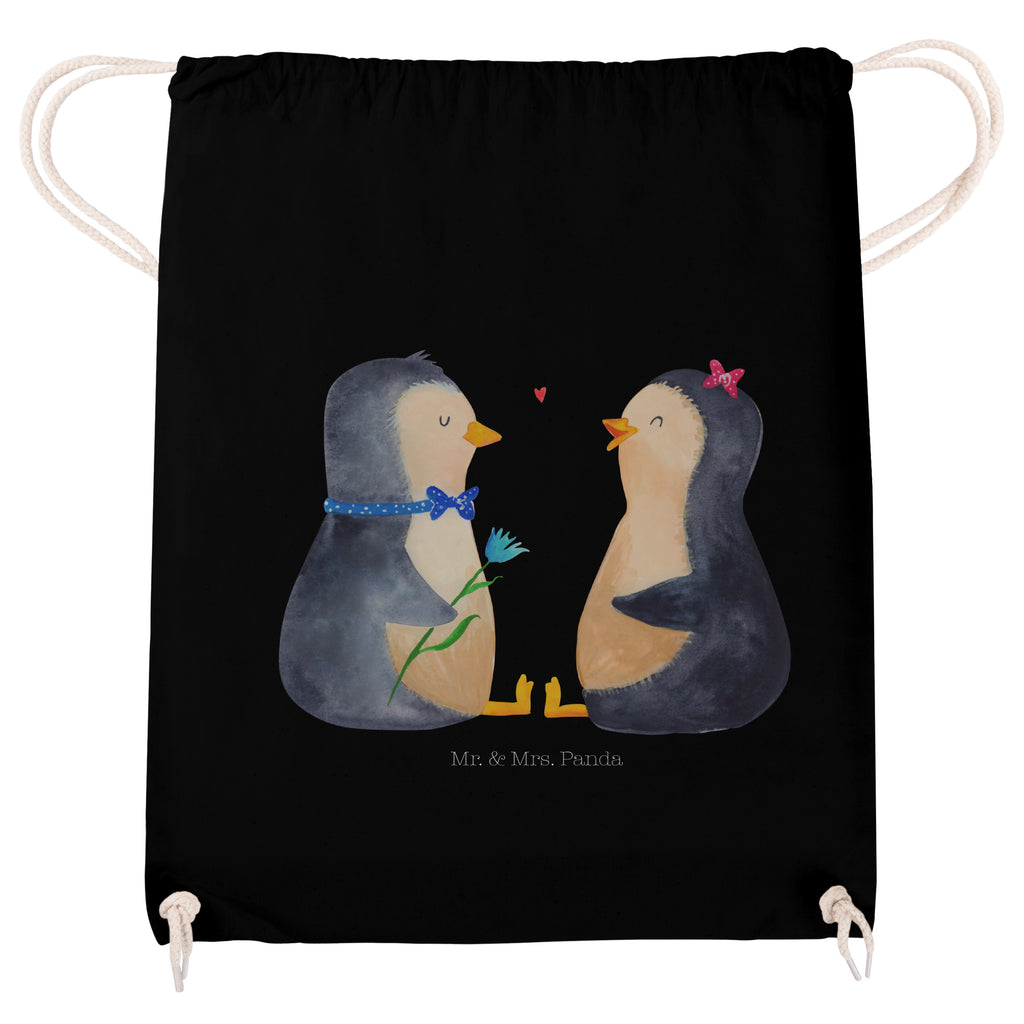 Sportbeutel Pinguin Pärchen Turnbeutel, Beutel, Sporttasche, Tasche, Stoffbeutel, Pinguin, Pinguine, Liebe, Liebespaar, Liebesbeweis, Liebesgeschenk, Verlobung, Jahrestag, Hochzeitstag, Hochzeit, Hochzeitsgeschenk, große Liebe, Traumpaar