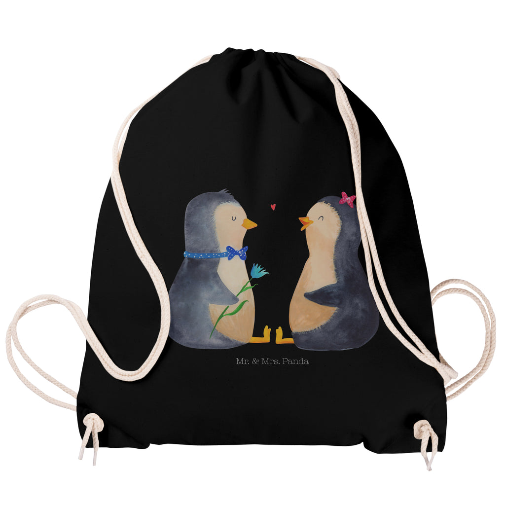 Sportbeutel Pinguin Pärchen Turnbeutel, Beutel, Sporttasche, Tasche, Stoffbeutel, Pinguin, Pinguine, Liebe, Liebespaar, Liebesbeweis, Liebesgeschenk, Verlobung, Jahrestag, Hochzeitstag, Hochzeit, Hochzeitsgeschenk, große Liebe, Traumpaar