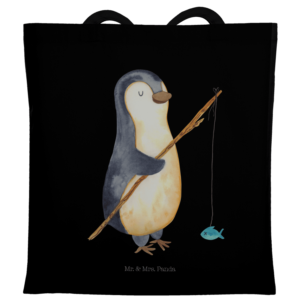 Tragetasche Pinguin Angler Beuteltasche, Beutel, Einkaufstasche, Jutebeutel, Stoffbeutel, Pinguin, Pinguine, Angeln, Angler, Tagträume, Hobby, Plan, Planer, Tagesplan, Neustart, Motivation, Geschenk, Freundinnen, Geschenkidee, Urlaub, Wochenende