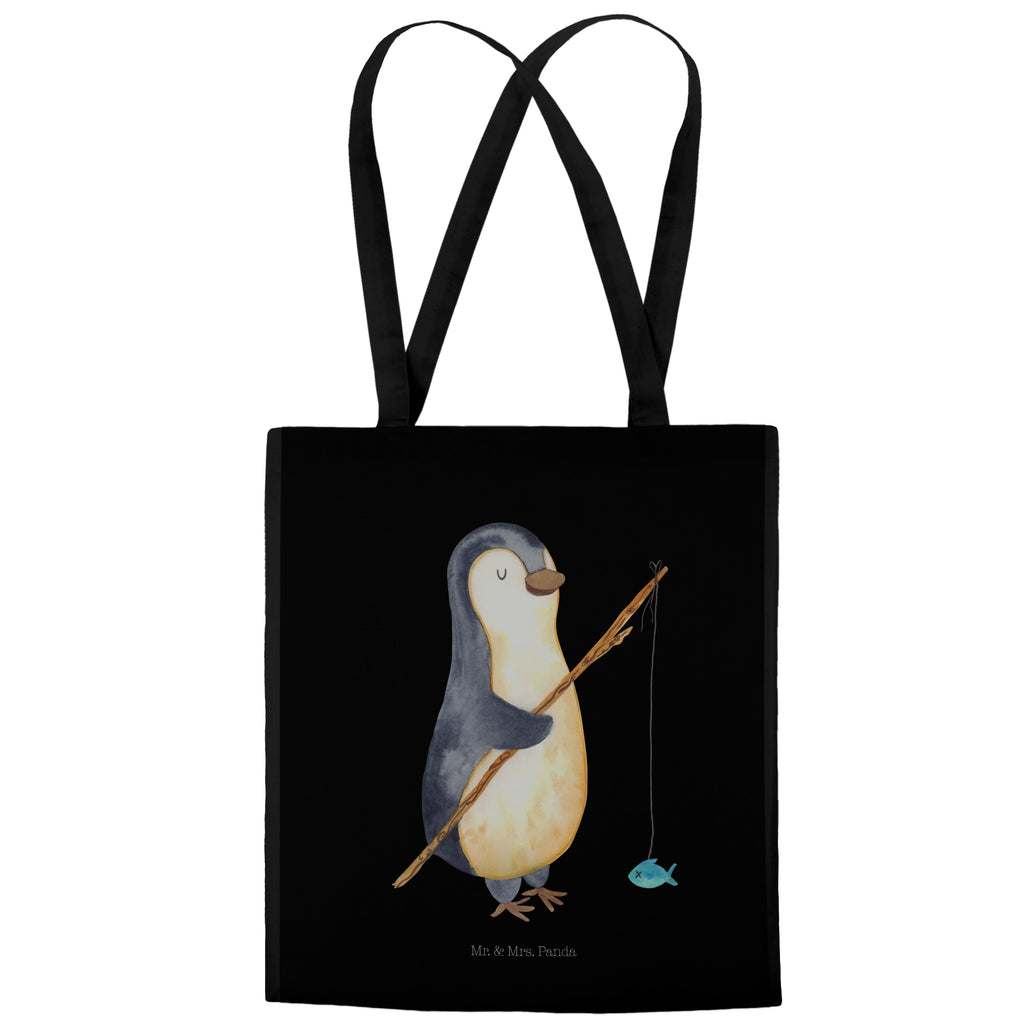 Tragetasche Pinguin Angler Beuteltasche, Beutel, Einkaufstasche, Jutebeutel, Stoffbeutel, Pinguin, Pinguine, Angeln, Angler, Tagträume, Hobby, Plan, Planer, Tagesplan, Neustart, Motivation, Geschenk, Freundinnen, Geschenkidee, Urlaub, Wochenende