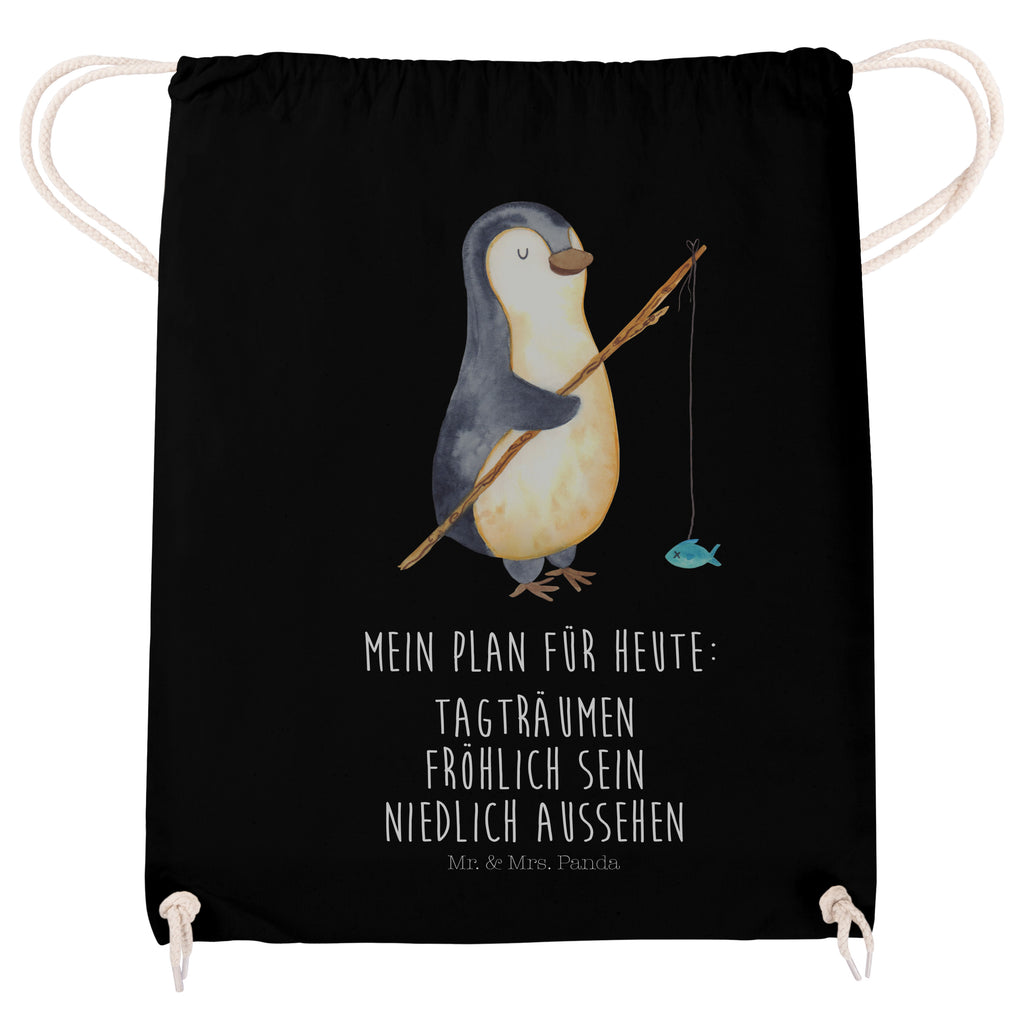 Sportbeutel Pinguin Angler Turnbeutel, Beutel, Sporttasche, Tasche, Stoffbeutel, Pinguin, Pinguine, Angeln, Angler, Tagträume, Hobby, Plan, Planer, Tagesplan, Neustart, Motivation, Geschenk, Freundinnen, Geschenkidee, Urlaub, Wochenende