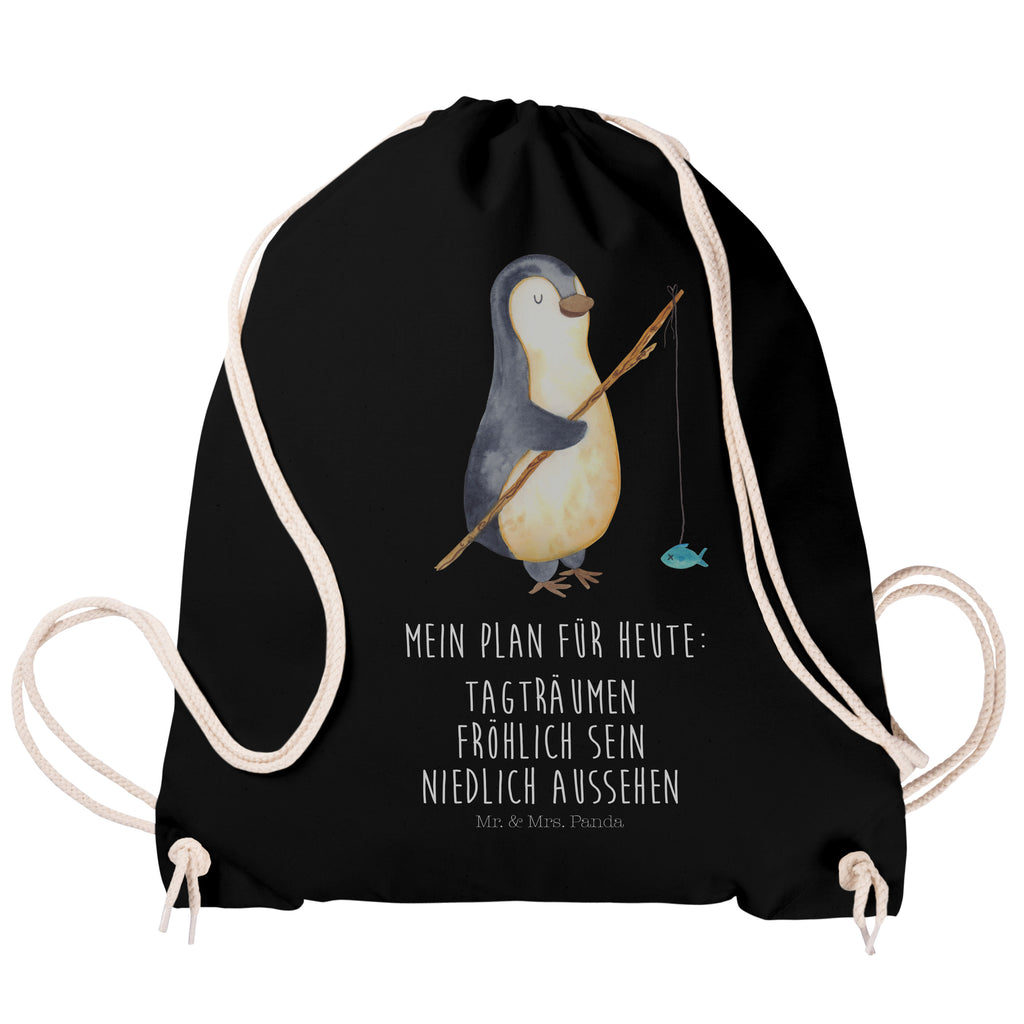 Sportbeutel Pinguin Angler Turnbeutel, Beutel, Sporttasche, Tasche, Stoffbeutel, Pinguin, Pinguine, Angeln, Angler, Tagträume, Hobby, Plan, Planer, Tagesplan, Neustart, Motivation, Geschenk, Freundinnen, Geschenkidee, Urlaub, Wochenende
