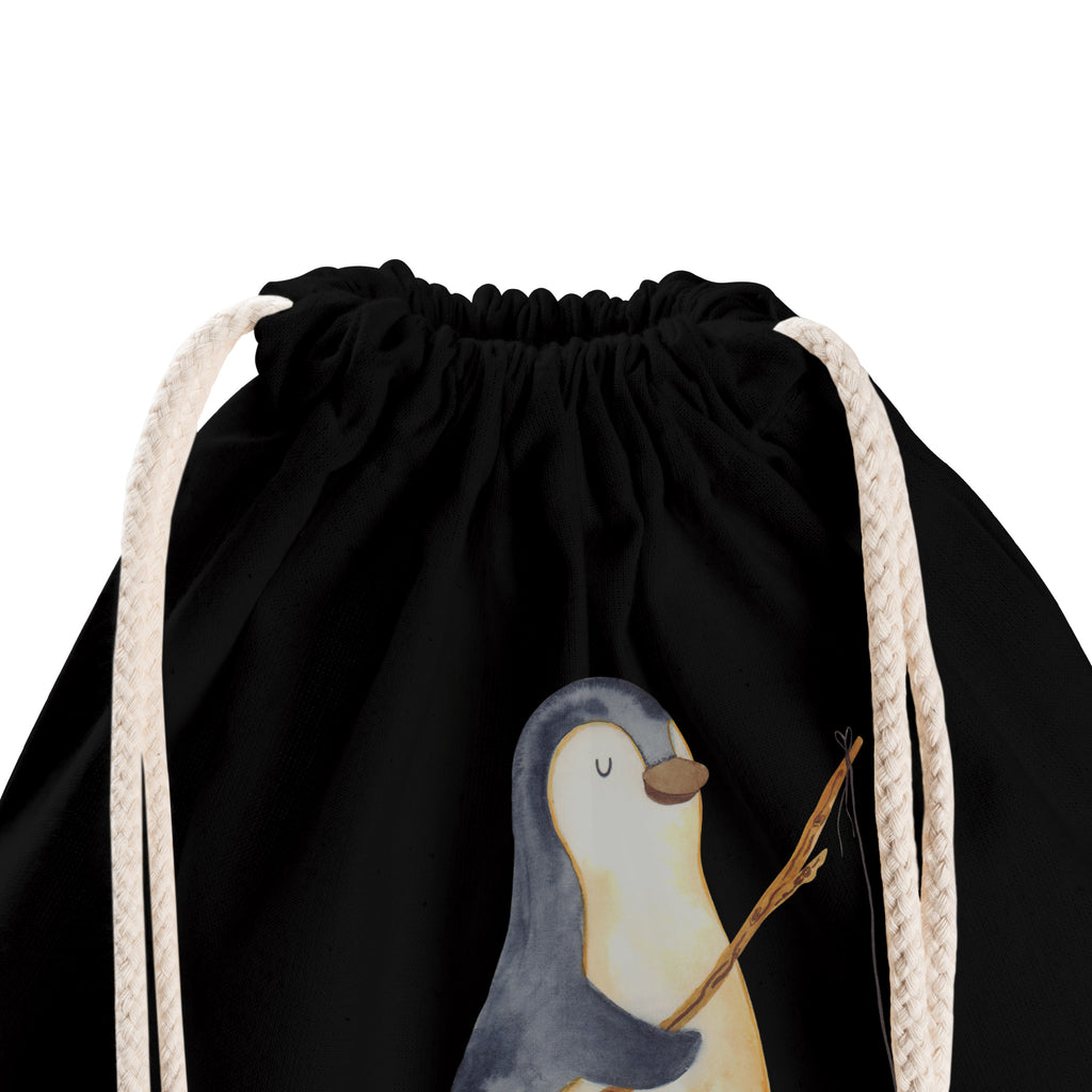Sportbeutel Pinguin Angler Turnbeutel, Beutel, Sporttasche, Tasche, Stoffbeutel, Pinguin, Pinguine, Angeln, Angler, Tagträume, Hobby, Plan, Planer, Tagesplan, Neustart, Motivation, Geschenk, Freundinnen, Geschenkidee, Urlaub, Wochenende