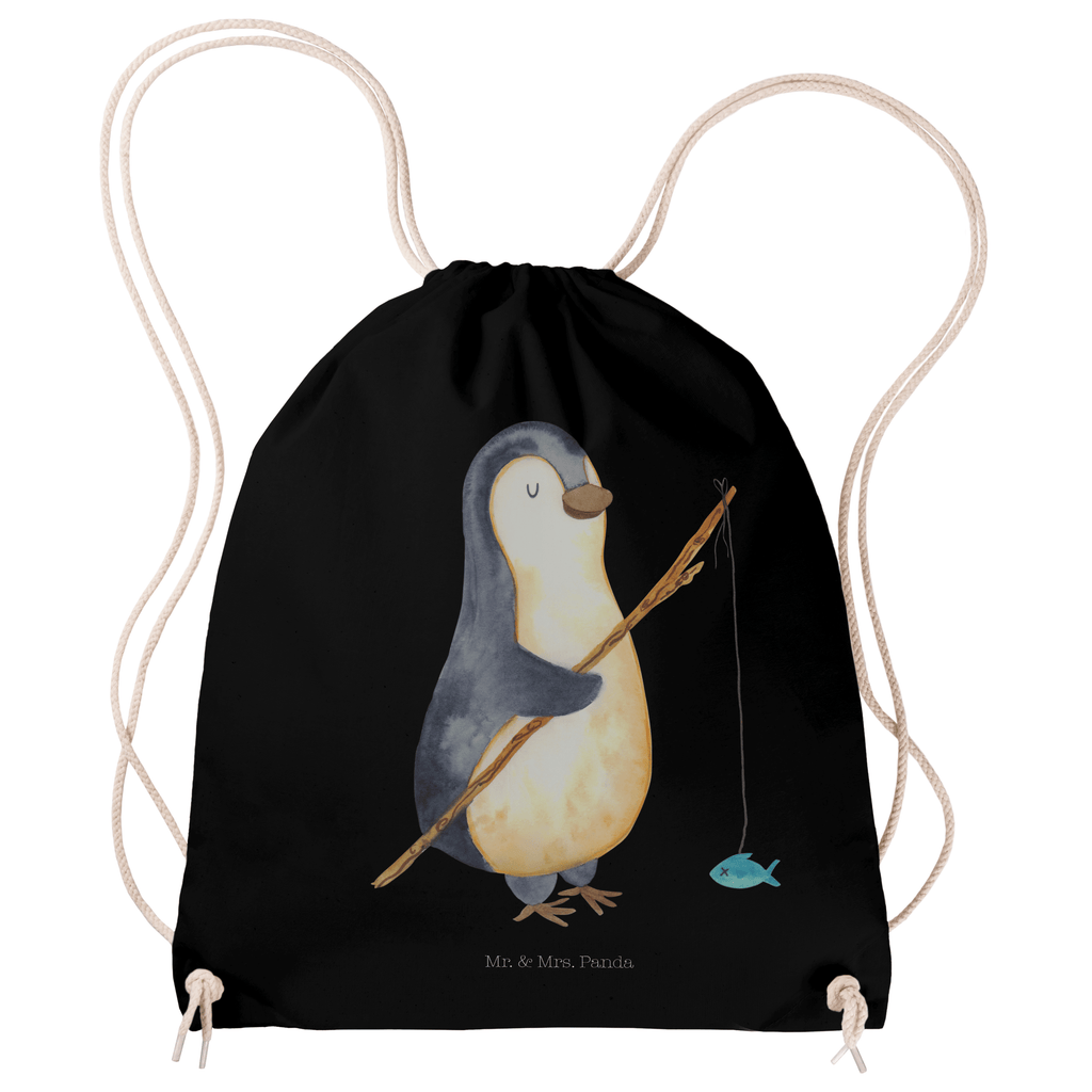 Sportbeutel Pinguin Angler Turnbeutel, Beutel, Sporttasche, Tasche, Stoffbeutel, Pinguin, Pinguine, Angeln, Angler, Tagträume, Hobby, Plan, Planer, Tagesplan, Neustart, Motivation, Geschenk, Freundinnen, Geschenkidee, Urlaub, Wochenende