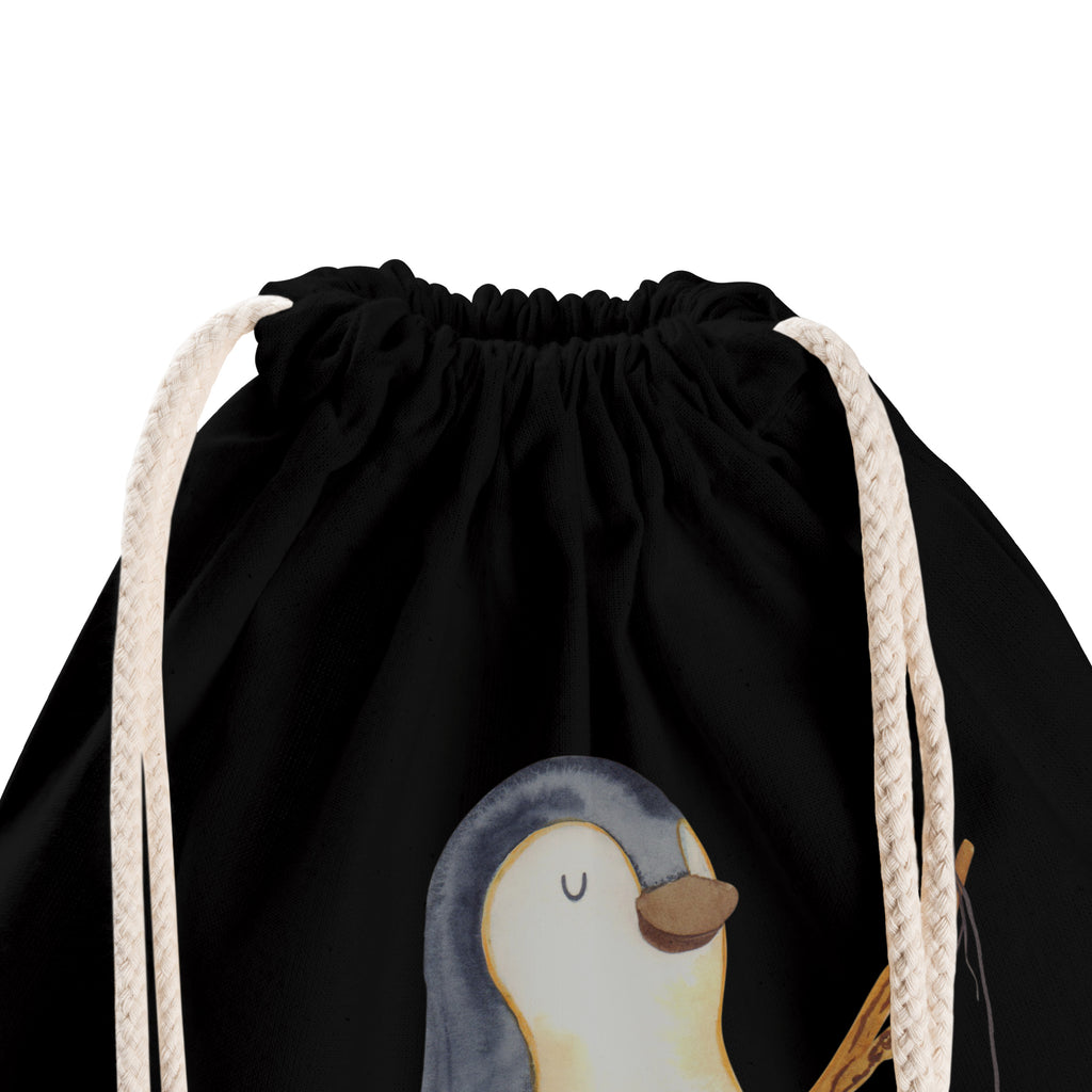Sportbeutel Pinguin Angler Turnbeutel, Beutel, Sporttasche, Tasche, Stoffbeutel, Pinguin, Pinguine, Angeln, Angler, Tagträume, Hobby, Plan, Planer, Tagesplan, Neustart, Motivation, Geschenk, Freundinnen, Geschenkidee, Urlaub, Wochenende