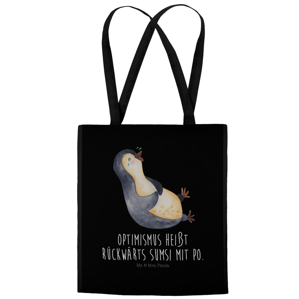 Tragetasche Pinguin lachend Beuteltasche, Beutel, Einkaufstasche, Jutebeutel, Stoffbeutel, Pinguin, Pinguine, lustiger Spruch, Optimismus, Fröhlich, Lachen, Humor, Fröhlichkeit