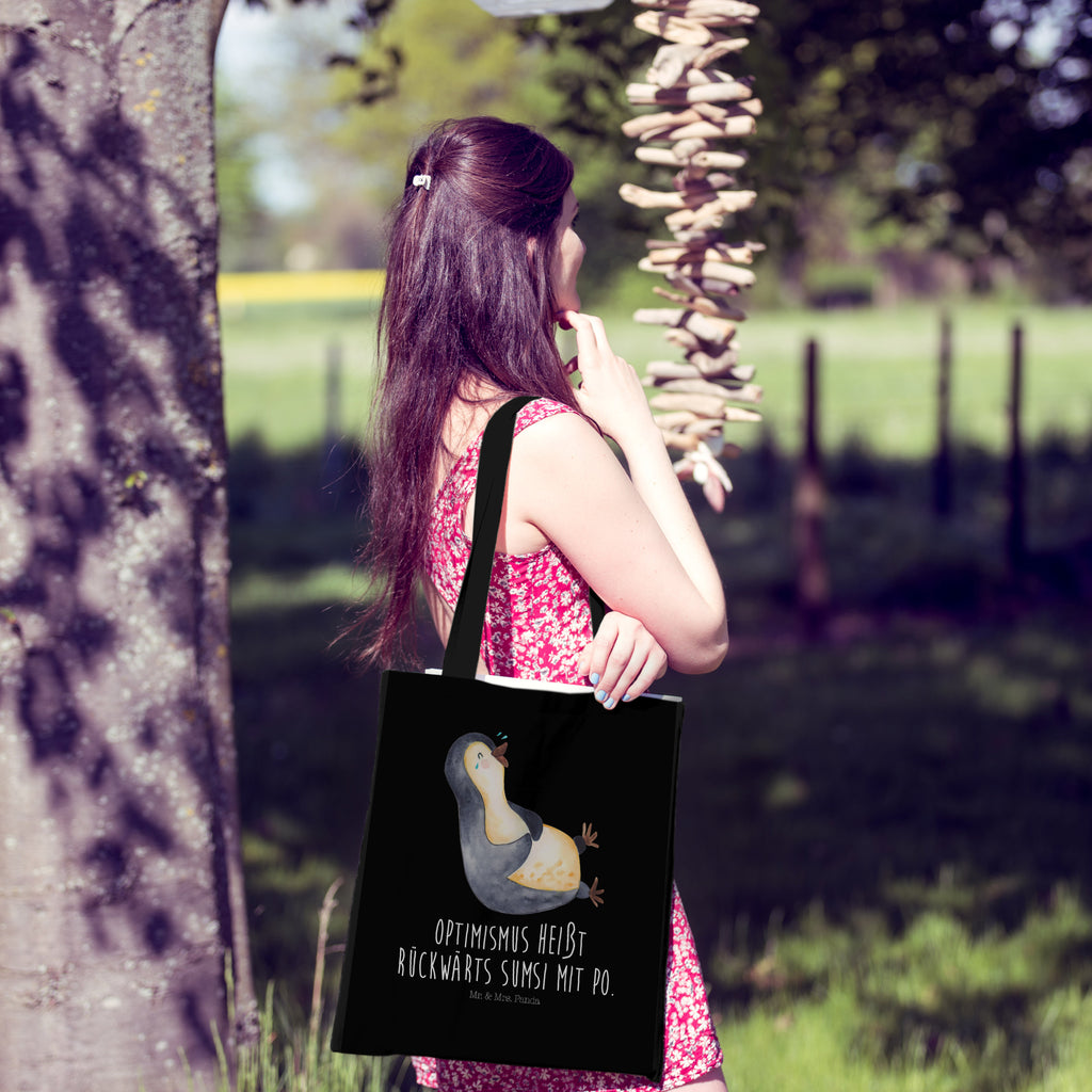 Tragetasche Pinguin lachend Beuteltasche, Beutel, Einkaufstasche, Jutebeutel, Stoffbeutel, Pinguin, Pinguine, lustiger Spruch, Optimismus, Fröhlich, Lachen, Humor, Fröhlichkeit