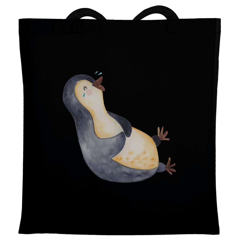 Tragetasche Pinguin lachend Beuteltasche, Beutel, Einkaufstasche, Jutebeutel, Stoffbeutel, Pinguin, Pinguine, lustiger Spruch, Optimismus, Fröhlich, Lachen, Humor, Fröhlichkeit