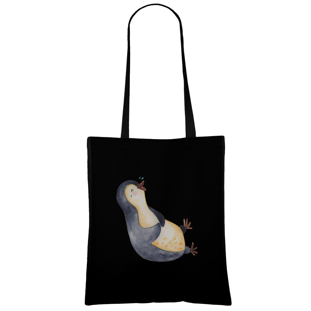 Tragetasche Pinguin lachend Beuteltasche, Beutel, Einkaufstasche, Jutebeutel, Stoffbeutel, Pinguin, Pinguine, lustiger Spruch, Optimismus, Fröhlich, Lachen, Humor, Fröhlichkeit