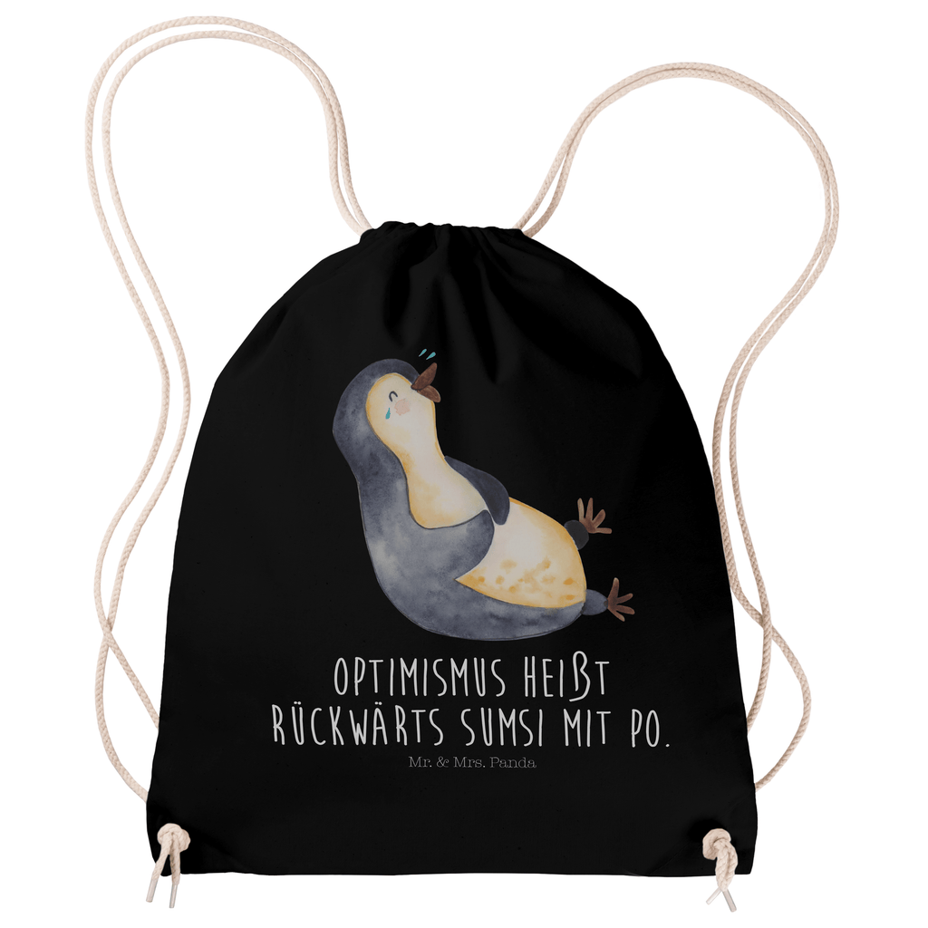 Sportbeutel Pinguin lachend Turnbeutel, Beutel, Sporttasche, Tasche, Stoffbeutel, Pinguin, Pinguine, lustiger Spruch, Optimismus, Fröhlich, Lachen, Humor, Fröhlichkeit