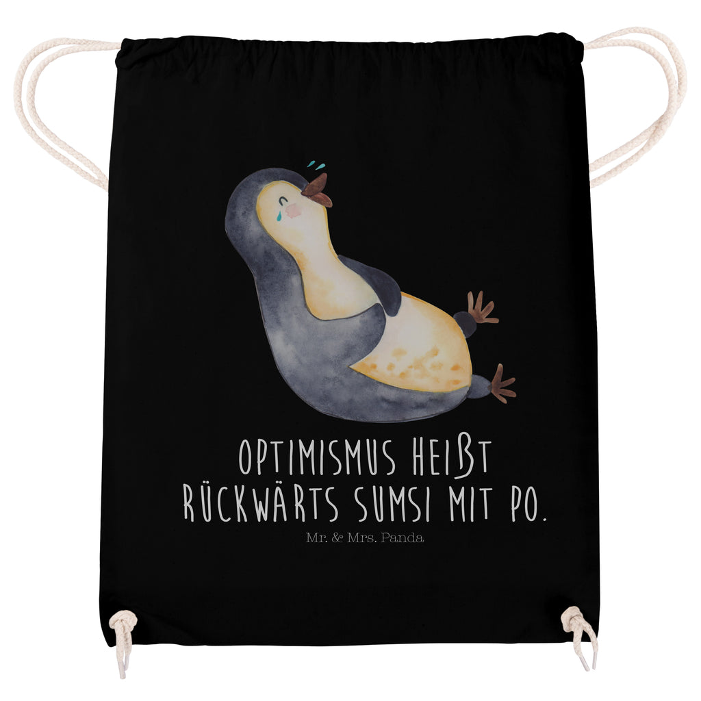 Sportbeutel Pinguin lachend Turnbeutel, Beutel, Sporttasche, Tasche, Stoffbeutel, Pinguin, Pinguine, lustiger Spruch, Optimismus, Fröhlich, Lachen, Humor, Fröhlichkeit