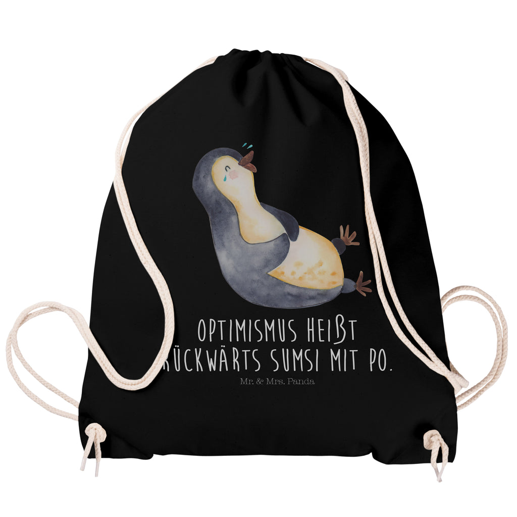 Sportbeutel Pinguin lachend Turnbeutel, Beutel, Sporttasche, Tasche, Stoffbeutel, Pinguin, Pinguine, lustiger Spruch, Optimismus, Fröhlich, Lachen, Humor, Fröhlichkeit