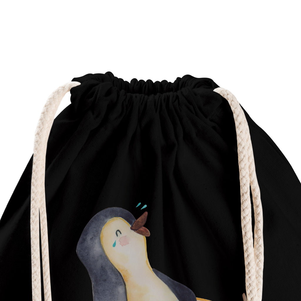 Sportbeutel Pinguin lachend Turnbeutel, Beutel, Sporttasche, Tasche, Stoffbeutel, Pinguin, Pinguine, lustiger Spruch, Optimismus, Fröhlich, Lachen, Humor, Fröhlichkeit