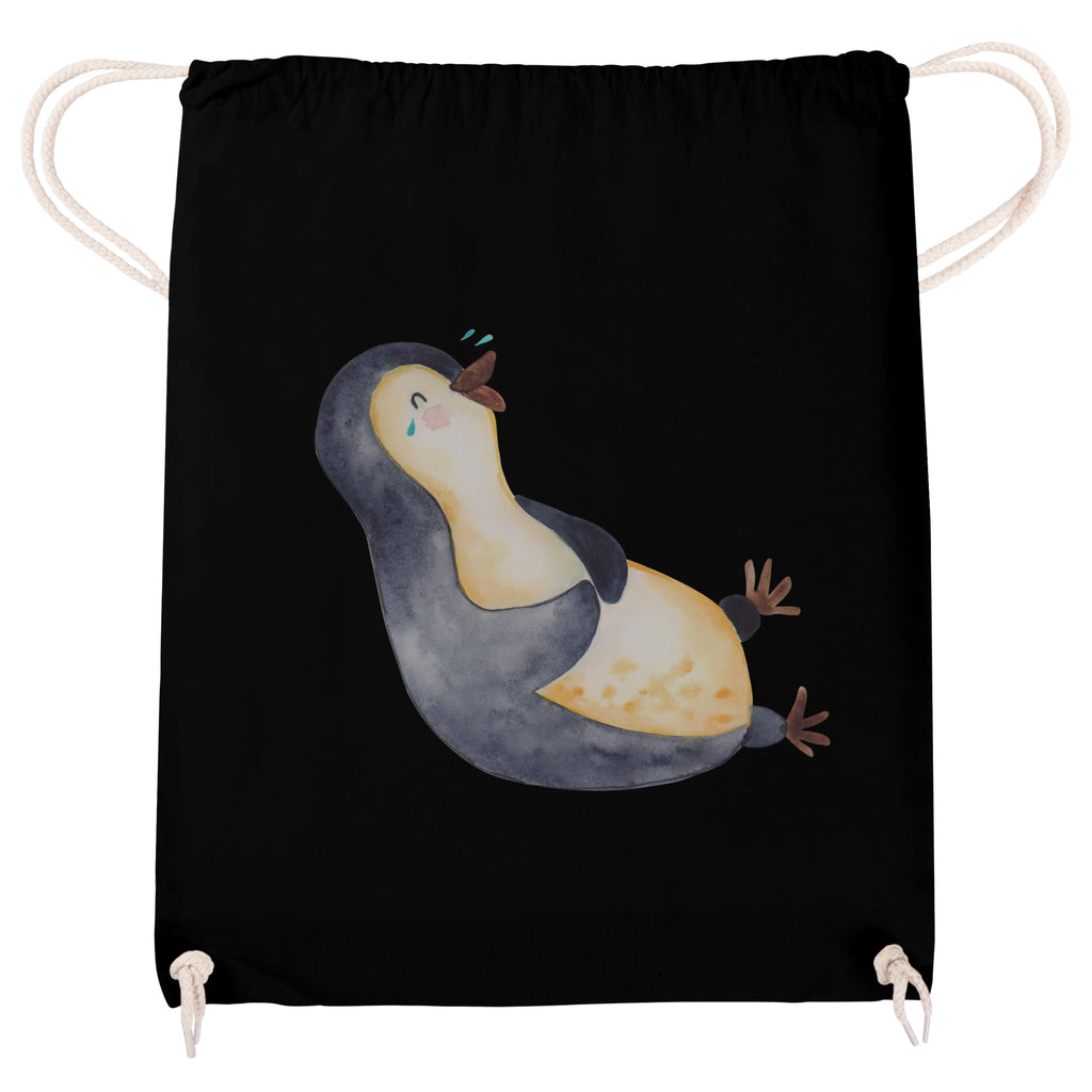 Sportbeutel Pinguin lachend Turnbeutel, Beutel, Sporttasche, Tasche, Stoffbeutel, Pinguin, Pinguine, lustiger Spruch, Optimismus, Fröhlich, Lachen, Humor, Fröhlichkeit