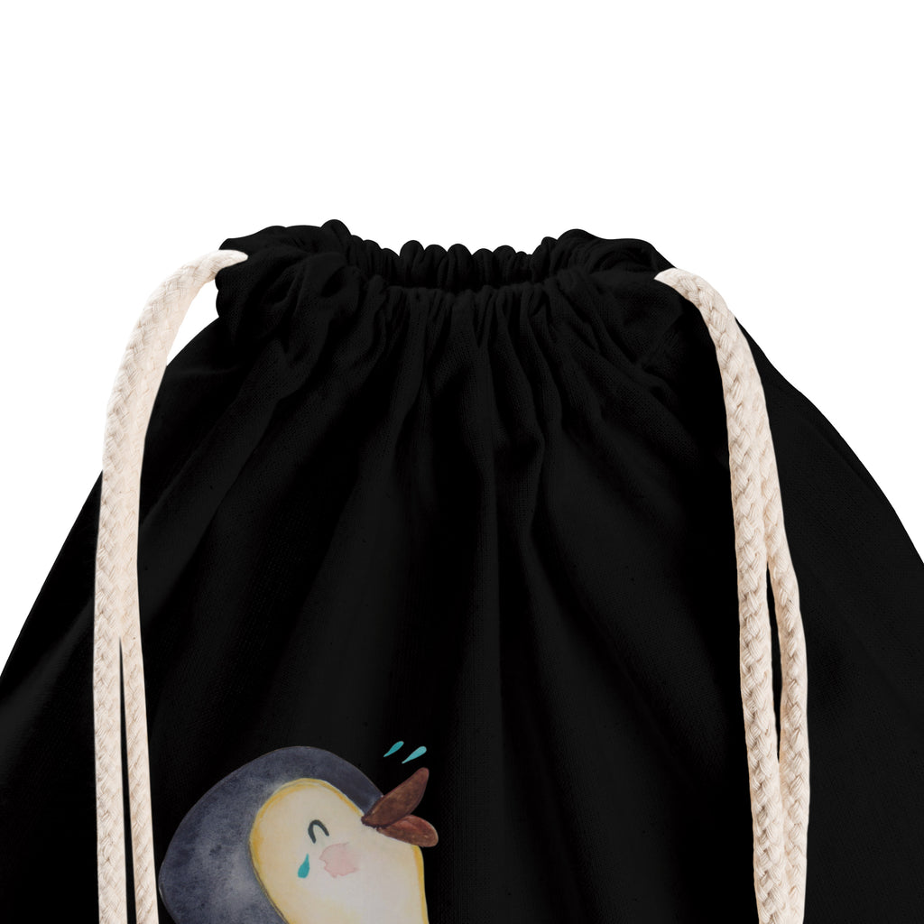 Sportbeutel Pinguin lachend Turnbeutel, Beutel, Sporttasche, Tasche, Stoffbeutel, Pinguin, Pinguine, lustiger Spruch, Optimismus, Fröhlich, Lachen, Humor, Fröhlichkeit