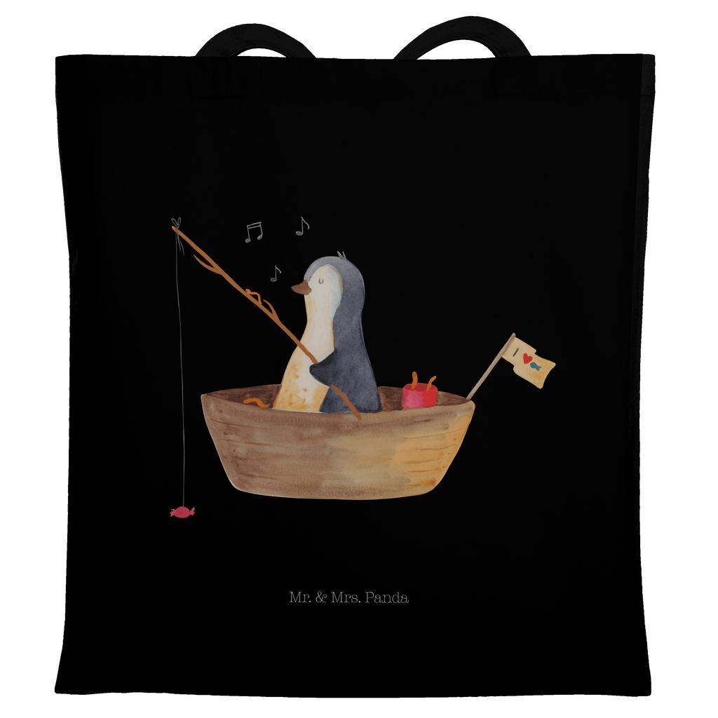 Tragetasche Pinguin Angelboot Beuteltasche, Beutel, Einkaufstasche, Jutebeutel, Stoffbeutel, Pinguin, Pinguine, Angeln, Boot, Angelboot, Lebenslust, Leben, genießen, Motivation, Neustart, Neuanfang, Trennung, Scheidung, Geschenkidee Liebeskummer