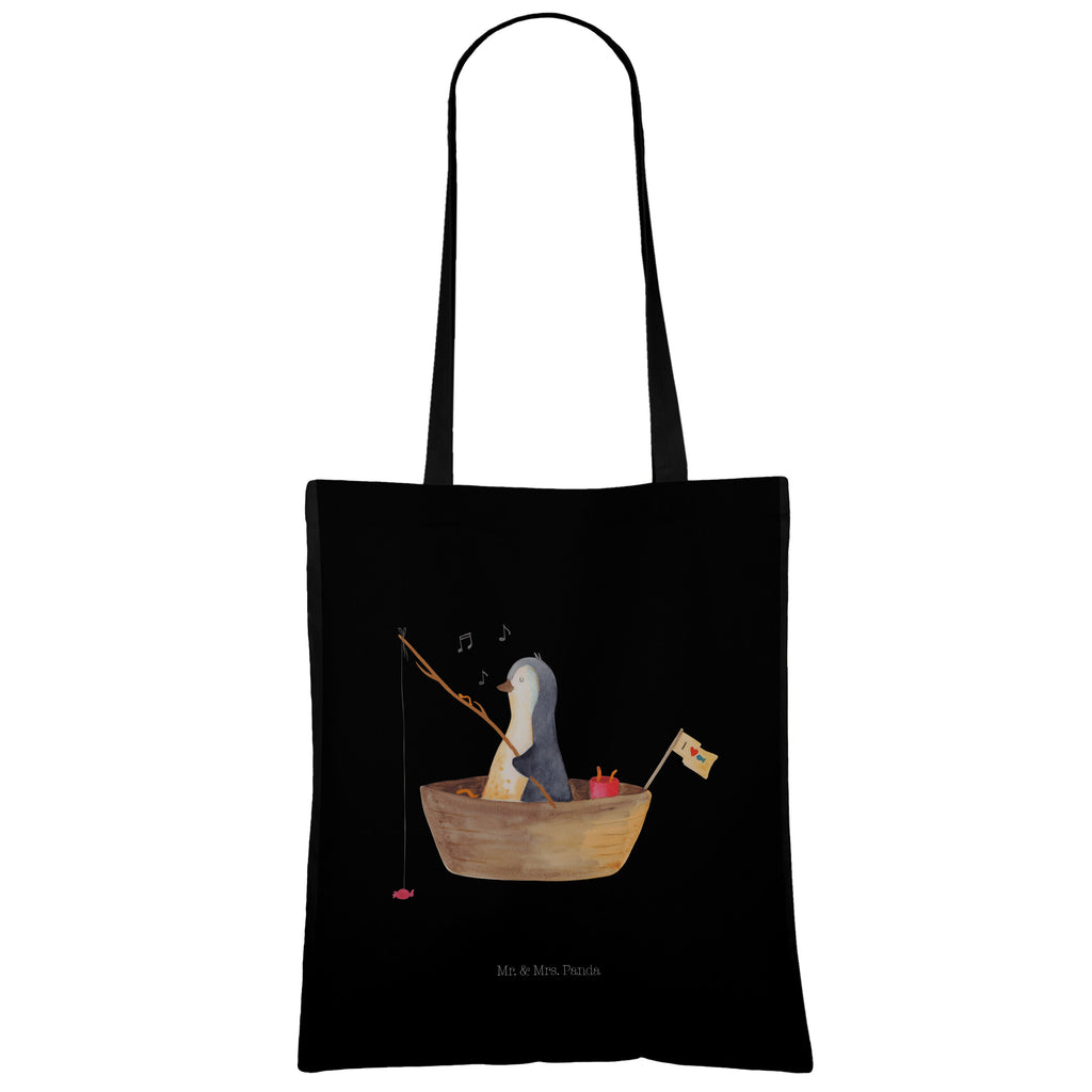 Tragetasche Pinguin Angelboot Beuteltasche, Beutel, Einkaufstasche, Jutebeutel, Stoffbeutel, Pinguin, Pinguine, Angeln, Boot, Angelboot, Lebenslust, Leben, genießen, Motivation, Neustart, Neuanfang, Trennung, Scheidung, Geschenkidee Liebeskummer