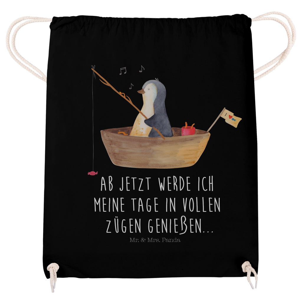 Sportbeutel Pinguin Angelboot Turnbeutel, Beutel, Sporttasche, Tasche, Stoffbeutel, Pinguin, Pinguine, Angeln, Boot, Angelboot, Lebenslust, Leben, genießen, Motivation, Neustart, Neuanfang, Trennung, Scheidung, Geschenkidee Liebeskummer