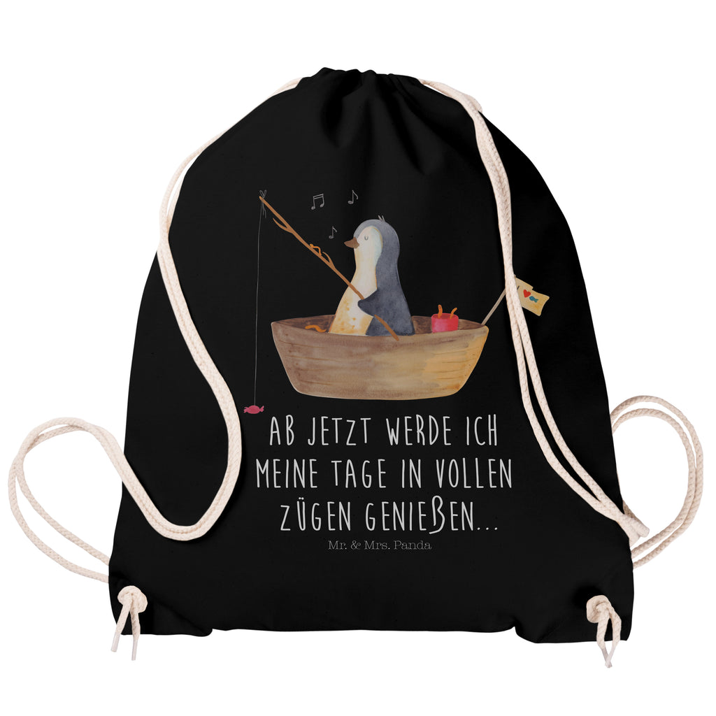 Sportbeutel Pinguin Angelboot Turnbeutel, Beutel, Sporttasche, Tasche, Stoffbeutel, Pinguin, Pinguine, Angeln, Boot, Angelboot, Lebenslust, Leben, genießen, Motivation, Neustart, Neuanfang, Trennung, Scheidung, Geschenkidee Liebeskummer