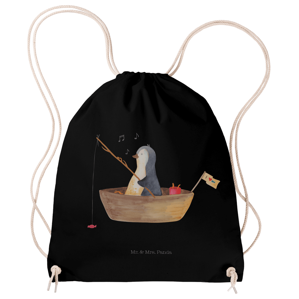 Sportbeutel Pinguin Angelboot Turnbeutel, Beutel, Sporttasche, Tasche, Stoffbeutel, Pinguin, Pinguine, Angeln, Boot, Angelboot, Lebenslust, Leben, genießen, Motivation, Neustart, Neuanfang, Trennung, Scheidung, Geschenkidee Liebeskummer
