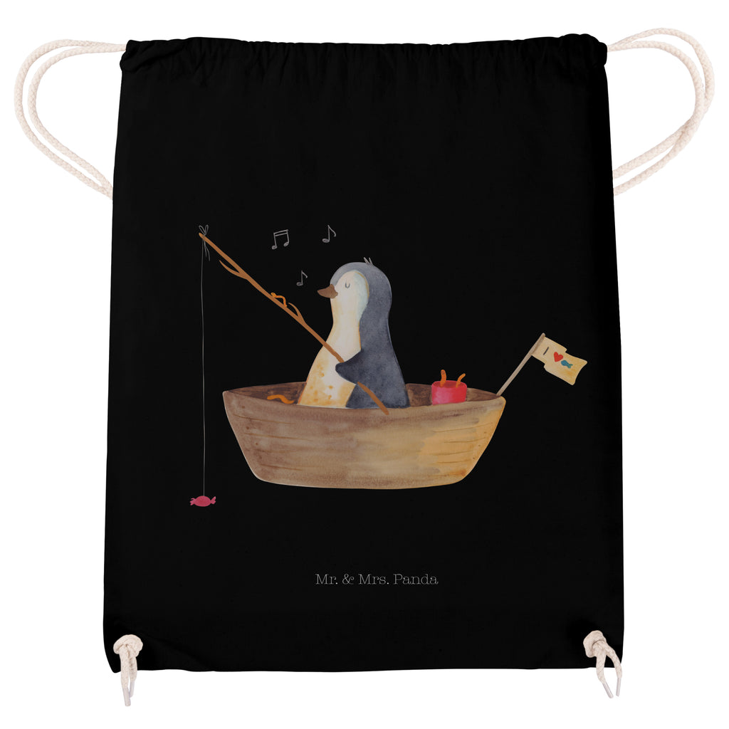 Sportbeutel Pinguin Angelboot Turnbeutel, Beutel, Sporttasche, Tasche, Stoffbeutel, Pinguin, Pinguine, Angeln, Boot, Angelboot, Lebenslust, Leben, genießen, Motivation, Neustart, Neuanfang, Trennung, Scheidung, Geschenkidee Liebeskummer