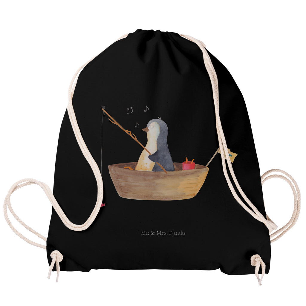 Sportbeutel Pinguin Angelboot Turnbeutel, Beutel, Sporttasche, Tasche, Stoffbeutel, Pinguin, Pinguine, Angeln, Boot, Angelboot, Lebenslust, Leben, genießen, Motivation, Neustart, Neuanfang, Trennung, Scheidung, Geschenkidee Liebeskummer