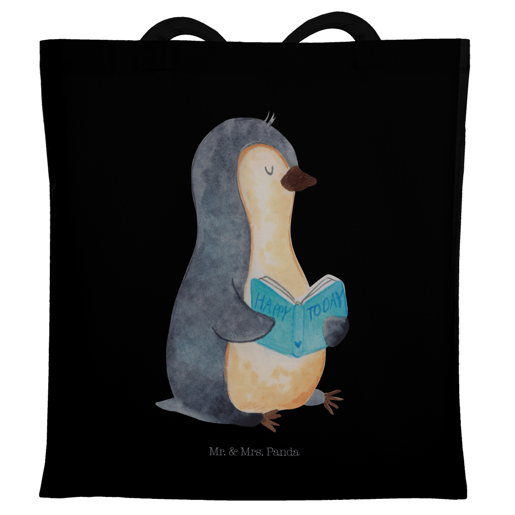 Tragetasche Pinguin Buch Beuteltasche, Beutel, Einkaufstasche, Jutebeutel, Stoffbeutel, Pinguin, Pinguine, Buch, Lesen, Bücherwurm, Nichtstun, Faulenzen, Ferien, Urlaub, Freizeit