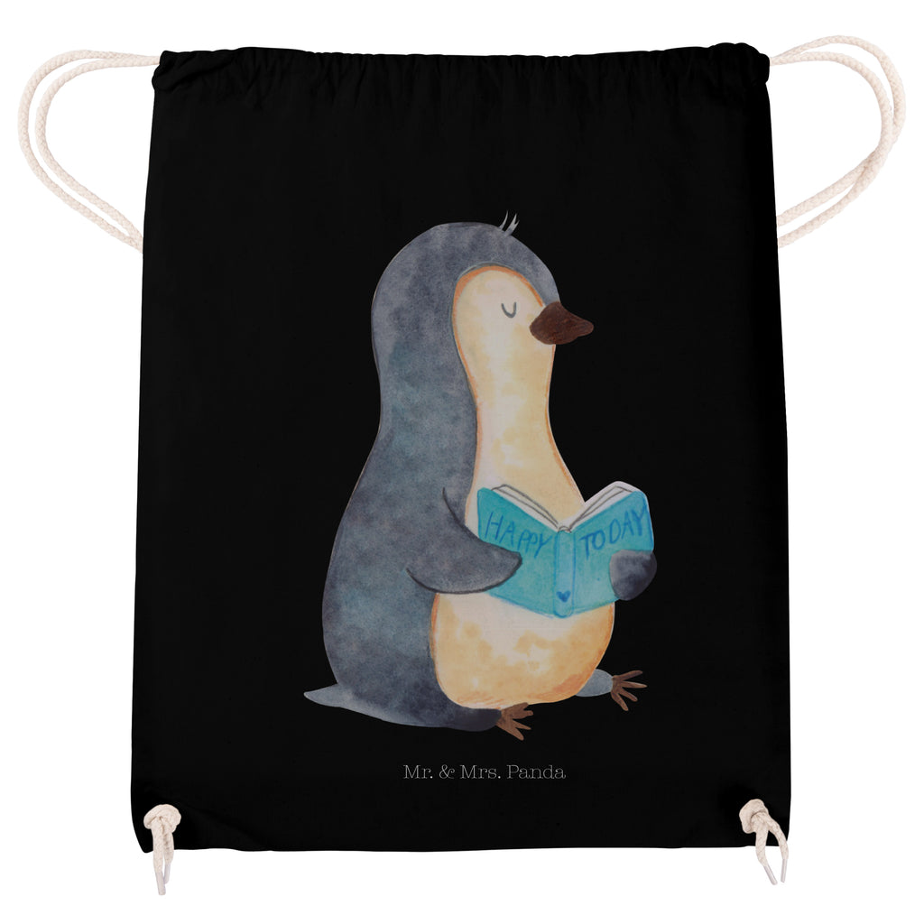 Sportbeutel Pinguin Buch Turnbeutel, Beutel, Sporttasche, Tasche, Stoffbeutel, Pinguin, Pinguine, Buch, Lesen, Bücherwurm, Nichtstun, Faulenzen, Ferien, Urlaub, Freizeit