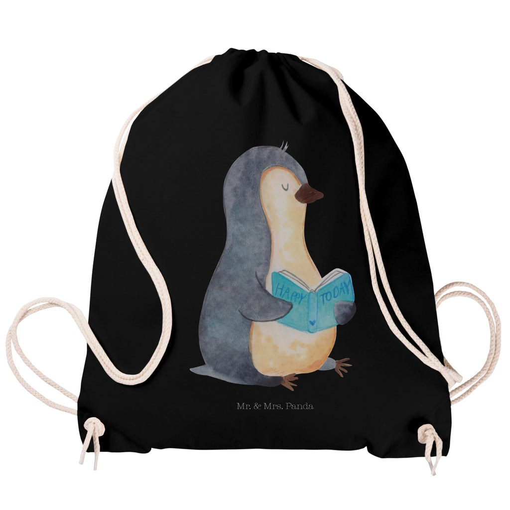 Sportbeutel Pinguin Buch Turnbeutel, Beutel, Sporttasche, Tasche, Stoffbeutel, Pinguin, Pinguine, Buch, Lesen, Bücherwurm, Nichtstun, Faulenzen, Ferien, Urlaub, Freizeit