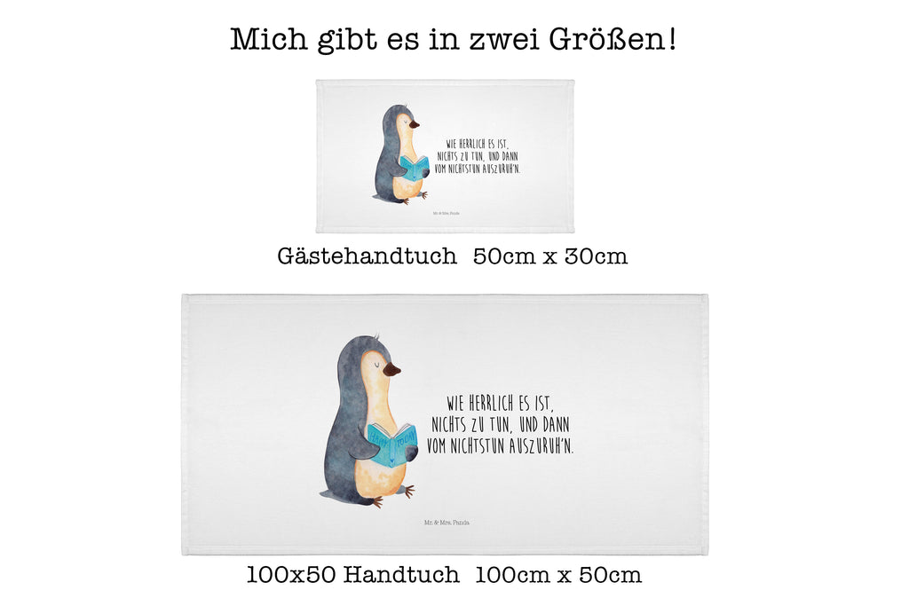 Gäste Handtuch Pinguin Buch Gästetuch, Reisehandtuch, Sport Handtuch, Frottier, Kinder Handtuch, Pinguin, Pinguine, Buch, Lesen, Bücherwurm, Nichtstun, Faulenzen, Ferien, Urlaub, Freizeit