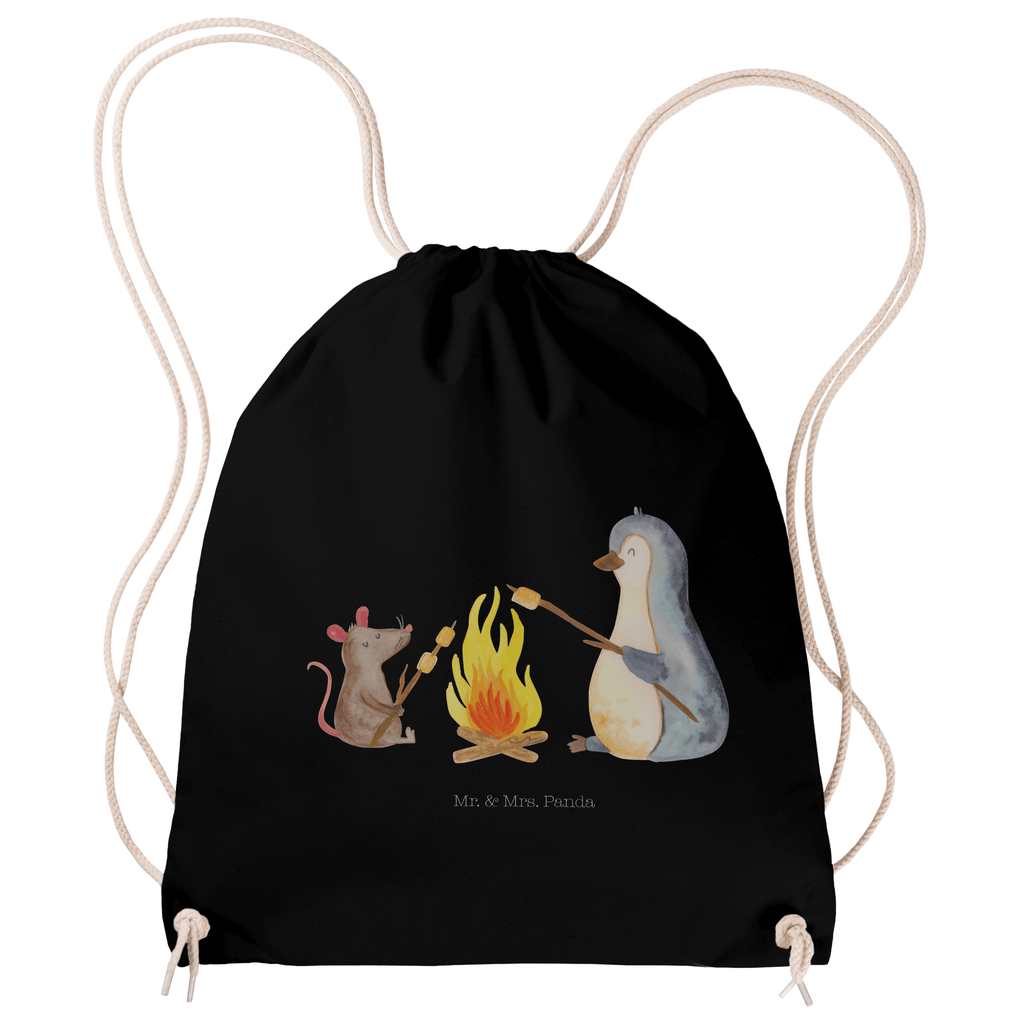 Sportbeutel Pinguin Lagerfeuer Turnbeutel, Beutel, Sporttasche, Tasche, Stoffbeutel, Pinguin, Maus, Pinguine, Lagerfeuer, Leben, Arbeit, Job, Motivation, Büro, Büroalltag, Lebensspruch, Lebensmotivation, Neustart, Liebe, grillen, Feuer, Marshmallows
