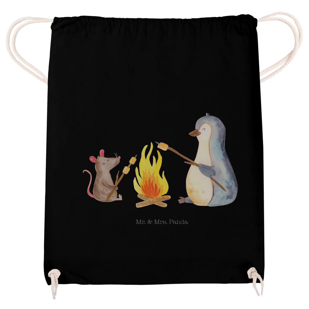 Sportbeutel Pinguin Lagerfeuer Turnbeutel, Beutel, Sporttasche, Tasche, Stoffbeutel, Pinguin, Maus, Pinguine, Lagerfeuer, Leben, Arbeit, Job, Motivation, Büro, Büroalltag, Lebensspruch, Lebensmotivation, Neustart, Liebe, grillen, Feuer, Marshmallows