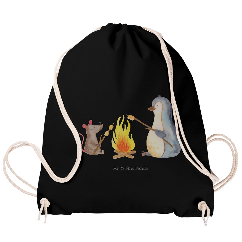 Sportbeutel Pinguin Lagerfeuer Turnbeutel, Beutel, Sporttasche, Tasche, Stoffbeutel, Pinguin, Maus, Pinguine, Lagerfeuer, Leben, Arbeit, Job, Motivation, Büro, Büroalltag, Lebensspruch, Lebensmotivation, Neustart, Liebe, grillen, Feuer, Marshmallows