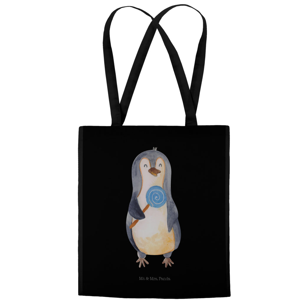 Tragetasche Pinguin Lolli Beuteltasche, Beutel, Einkaufstasche, Jutebeutel, Stoffbeutel, Pinguin, Pinguine, Lolli, Süßigkeiten, Blödsinn, Spruch, Rebell, Gauner, Ganove, Rabauke