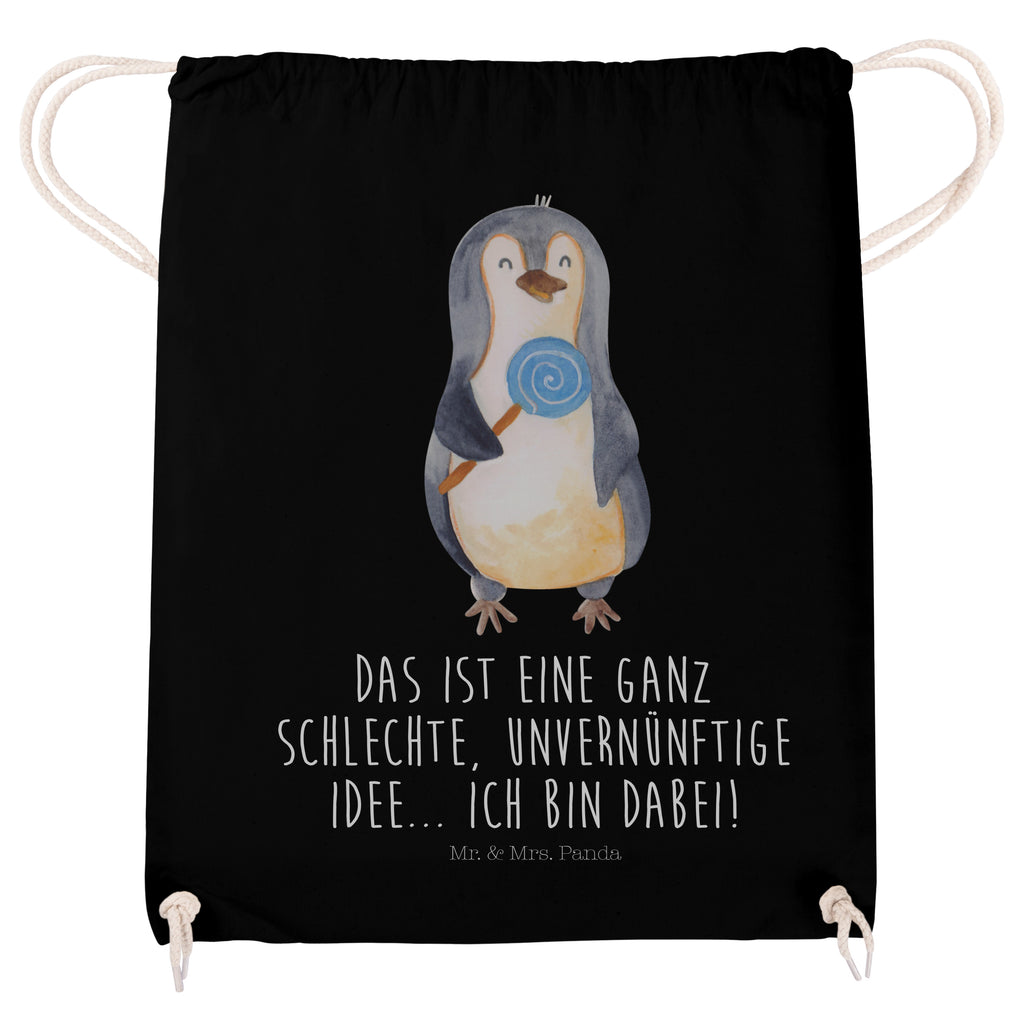 Sportbeutel Pinguin Lolli Turnbeutel, Beutel, Sporttasche, Tasche, Stoffbeutel, Pinguin, Pinguine, Lolli, Süßigkeiten, Blödsinn, Spruch, Rebell, Gauner, Ganove, Rabauke