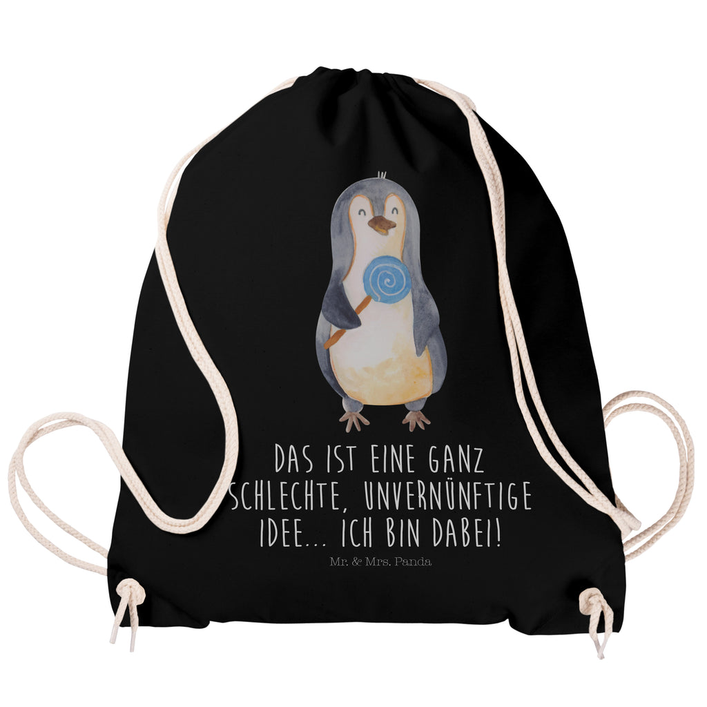 Sportbeutel Pinguin Lolli Turnbeutel, Beutel, Sporttasche, Tasche, Stoffbeutel, Pinguin, Pinguine, Lolli, Süßigkeiten, Blödsinn, Spruch, Rebell, Gauner, Ganove, Rabauke