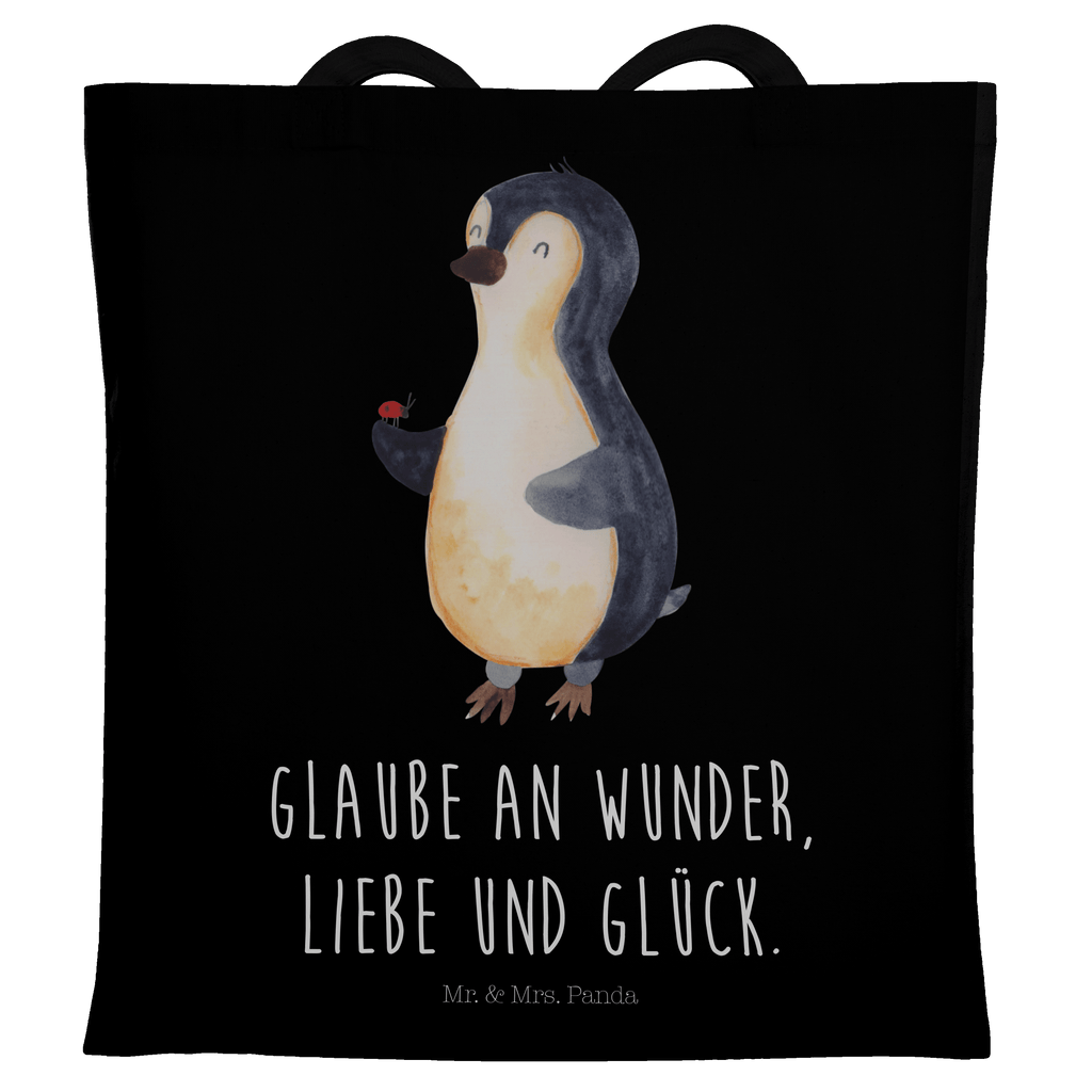 Tragetasche Pinguin Marienkäfer Beuteltasche, Beutel, Einkaufstasche, Jutebeutel, Stoffbeutel, Pinguin, Pinguine, Marienkäfer, Liebe, Wunder, Glück, Freude, Lebensfreude