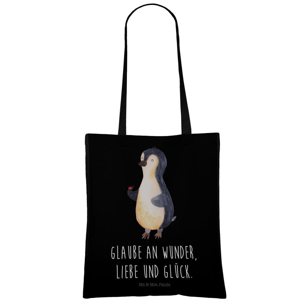 Tragetasche Pinguin Marienkäfer Beuteltasche, Beutel, Einkaufstasche, Jutebeutel, Stoffbeutel, Pinguin, Pinguine, Marienkäfer, Liebe, Wunder, Glück, Freude, Lebensfreude