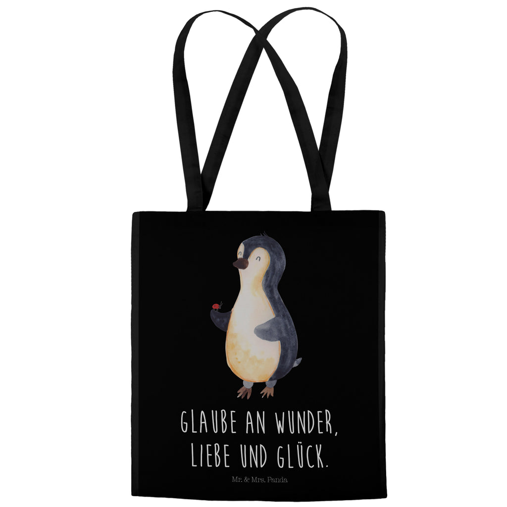 Tragetasche Pinguin Marienkäfer Beuteltasche, Beutel, Einkaufstasche, Jutebeutel, Stoffbeutel, Pinguin, Pinguine, Marienkäfer, Liebe, Wunder, Glück, Freude, Lebensfreude