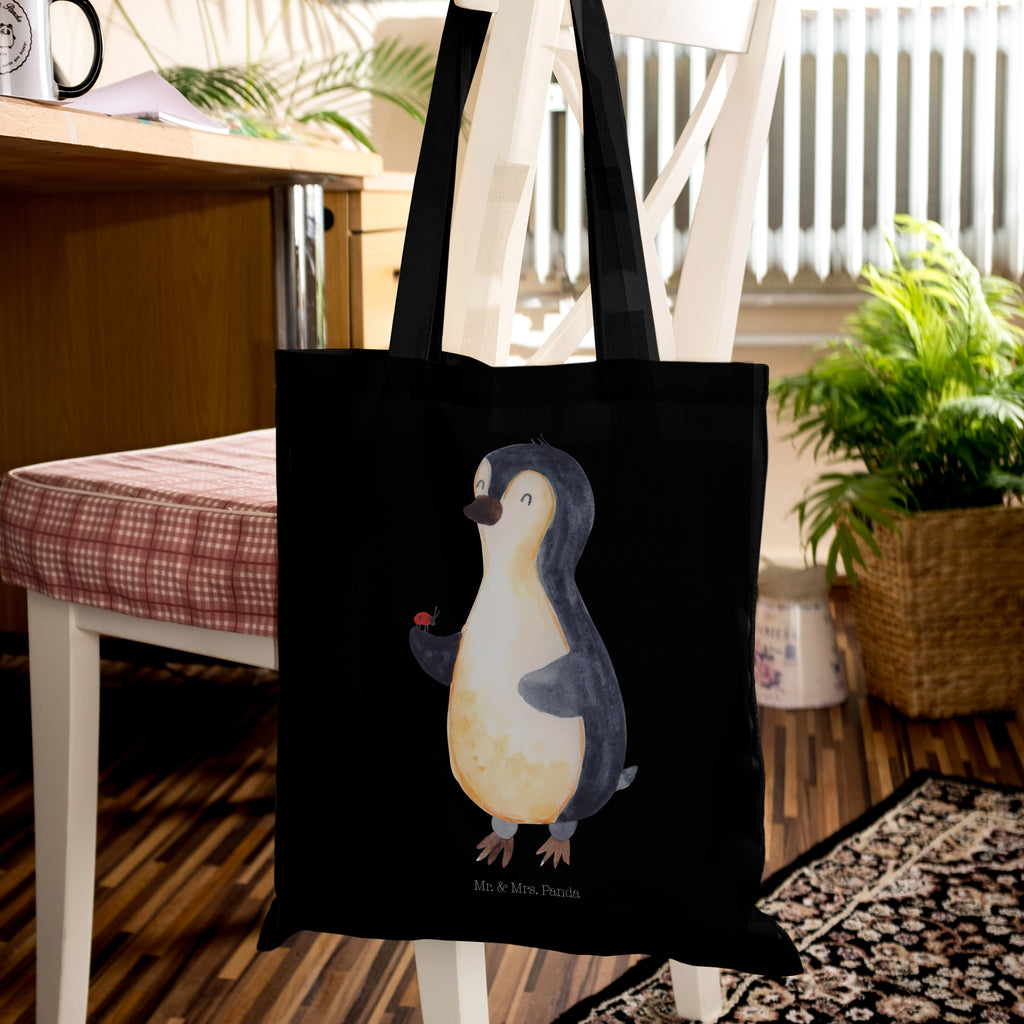 Tragetasche Pinguin Marienkäfer Beuteltasche, Beutel, Einkaufstasche, Jutebeutel, Stoffbeutel, Pinguin, Pinguine, Marienkäfer, Liebe, Wunder, Glück, Freude, Lebensfreude