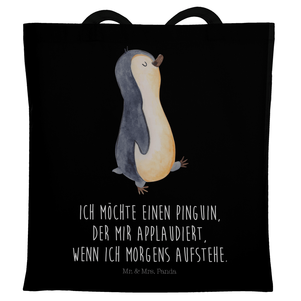 Tragetasche Pinguin marschierend Beuteltasche, Beutel, Einkaufstasche, Jutebeutel, Stoffbeutel, Pinguin, Pinguine, Frühaufsteher, Langschläfer, Bruder, Schwester, Familie