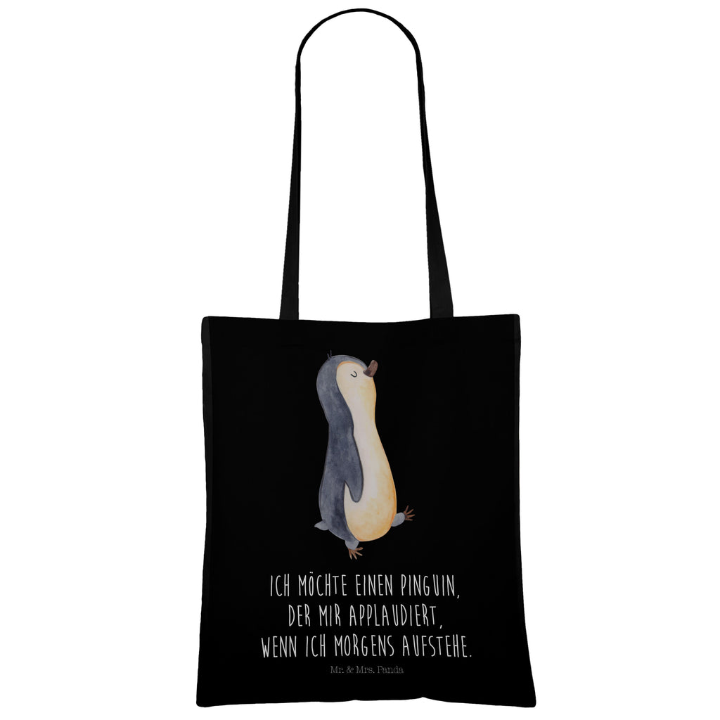 Tragetasche Pinguin marschierend Beuteltasche, Beutel, Einkaufstasche, Jutebeutel, Stoffbeutel, Pinguin, Pinguine, Frühaufsteher, Langschläfer, Bruder, Schwester, Familie