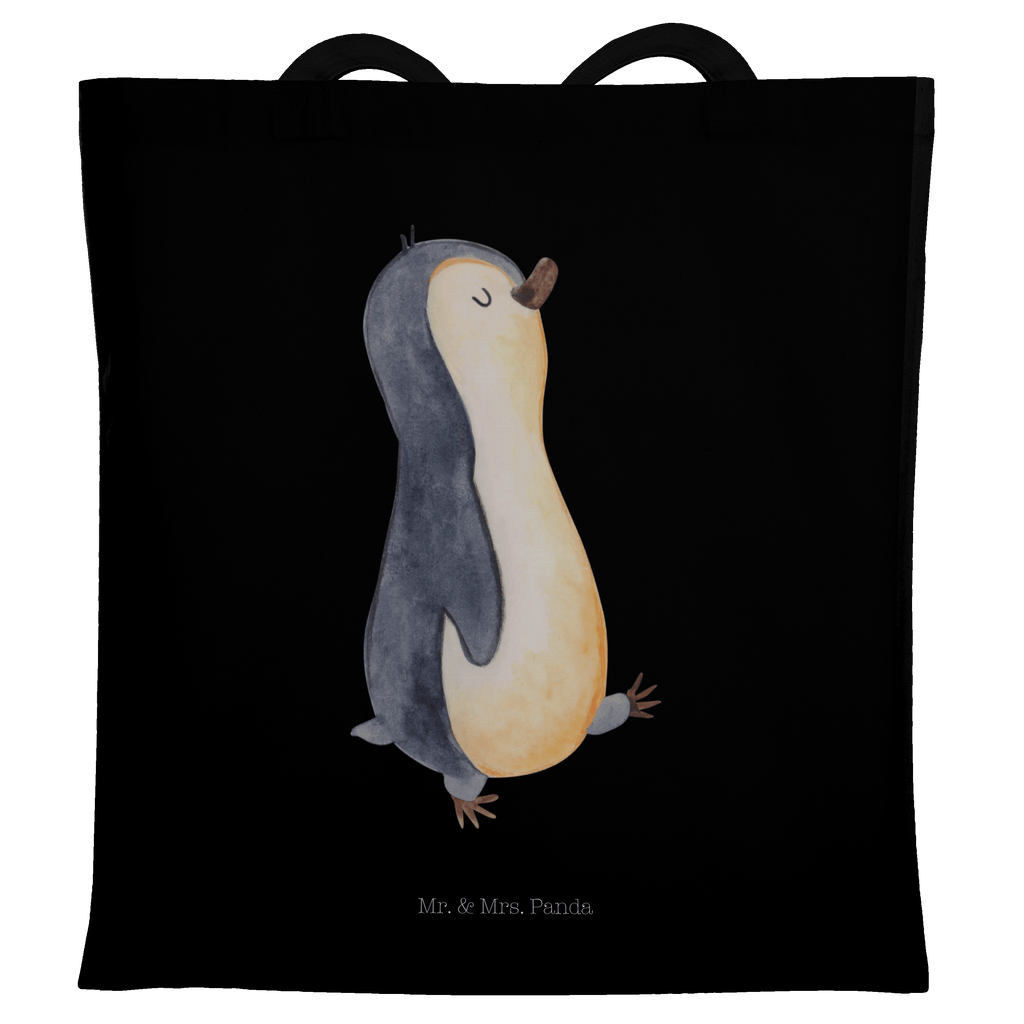 Tragetasche Pinguin marschierend Beuteltasche, Beutel, Einkaufstasche, Jutebeutel, Stoffbeutel, Pinguin, Pinguine, Frühaufsteher, Langschläfer, Bruder, Schwester, Familie