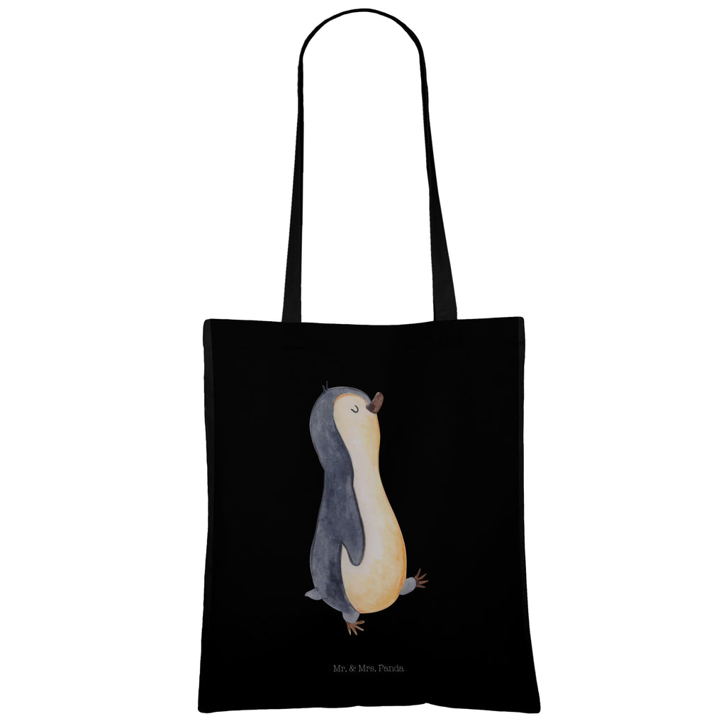 Tragetasche Pinguin marschierend Beuteltasche, Beutel, Einkaufstasche, Jutebeutel, Stoffbeutel, Pinguin, Pinguine, Frühaufsteher, Langschläfer, Bruder, Schwester, Familie