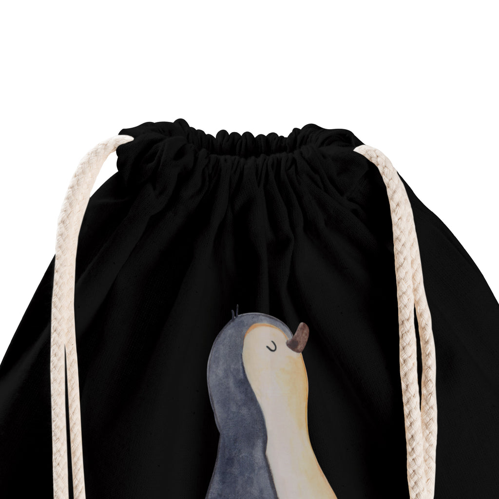 Sportbeutel Pinguin marschierend Turnbeutel, Beutel, Sporttasche, Tasche, Stoffbeutel, Pinguin, Pinguine, Frühaufsteher, Langschläfer, Bruder, Schwester, Familie