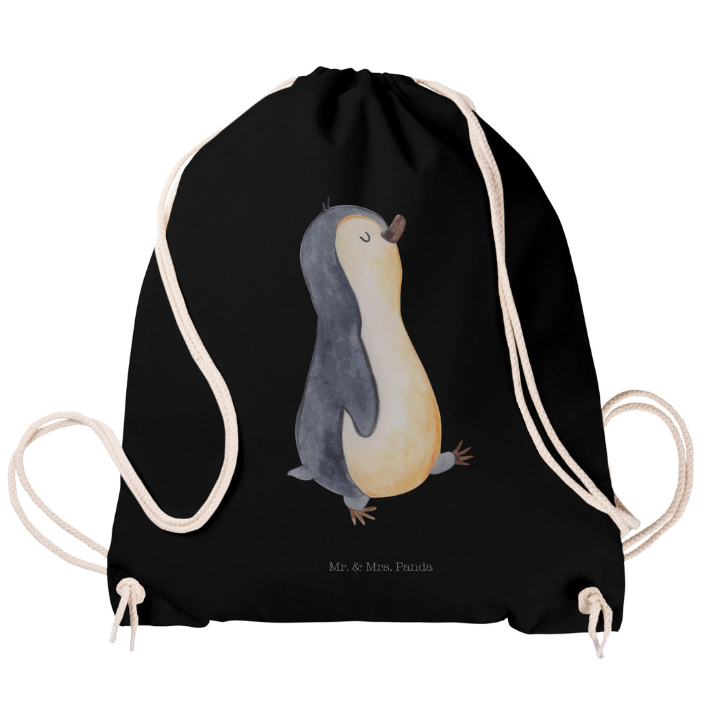 Sportbeutel Pinguin marschierend Turnbeutel, Beutel, Sporttasche, Tasche, Stoffbeutel, Pinguin, Pinguine, Frühaufsteher, Langschläfer, Bruder, Schwester, Familie