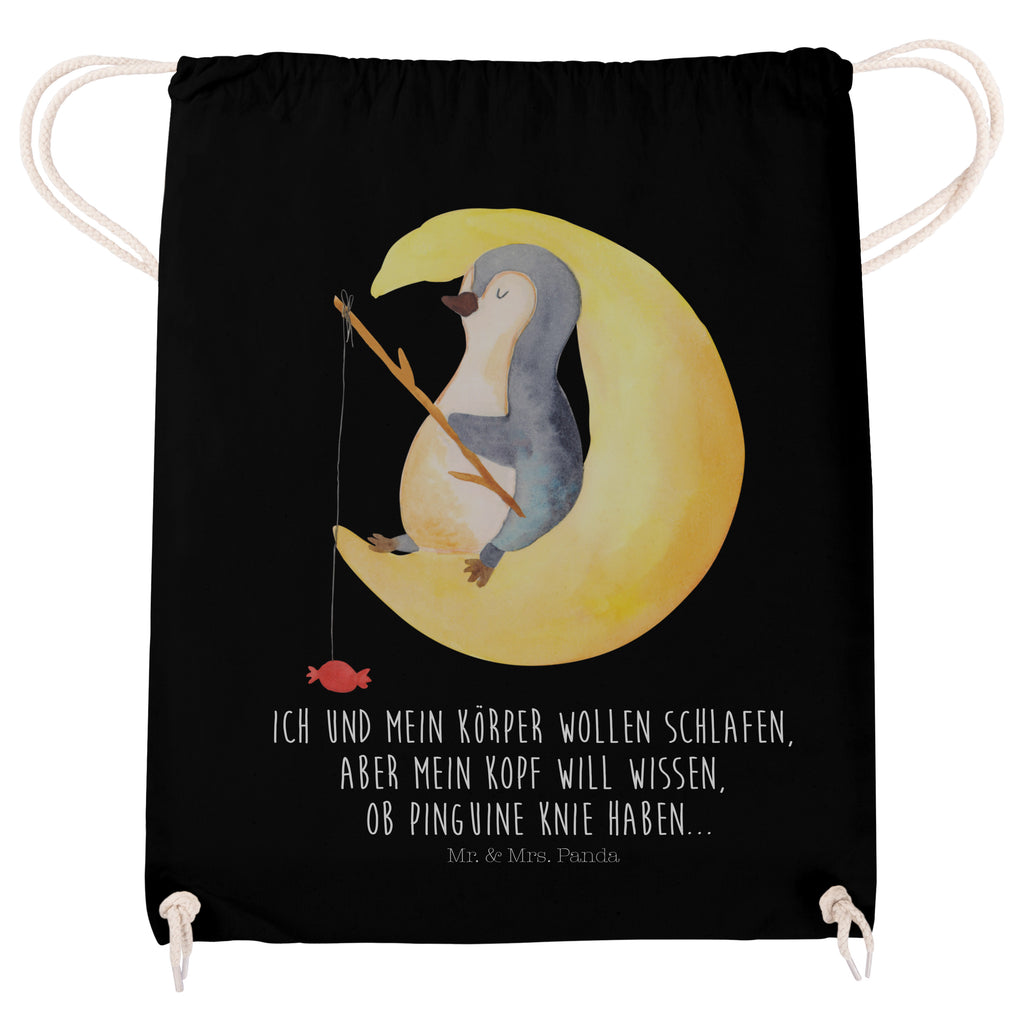 Sportbeutel Pinguin Mond Turnbeutel, Beutel, Sporttasche, Tasche, Stoffbeutel, Pinguin, Pinguine, Spruch, schlafen, Nachtruhe, Einschlafen, Schlafzimmer, Schlafstörungen, Gästezimmer