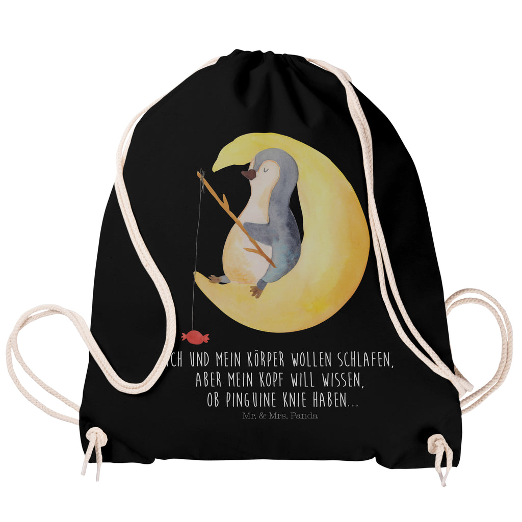 Sportbeutel Pinguin Mond Turnbeutel, Beutel, Sporttasche, Tasche, Stoffbeutel, Pinguin, Pinguine, Spruch, schlafen, Nachtruhe, Einschlafen, Schlafzimmer, Schlafstörungen, Gästezimmer
